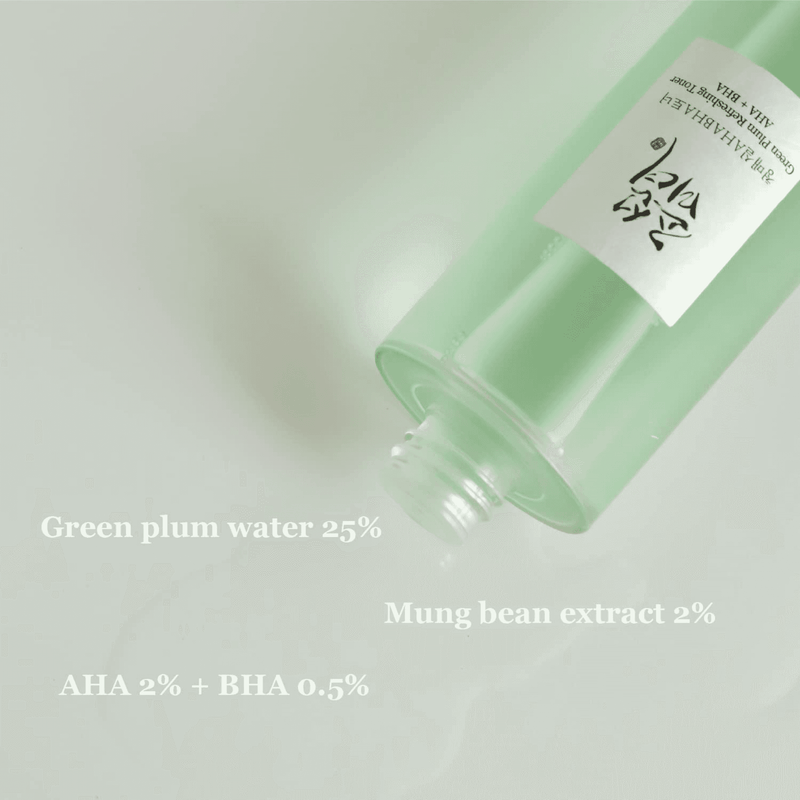 BEAUTY OF JOSEON Green Plum Refreshing Toner : AHA + BHA (150ml) Texture and Ingredients