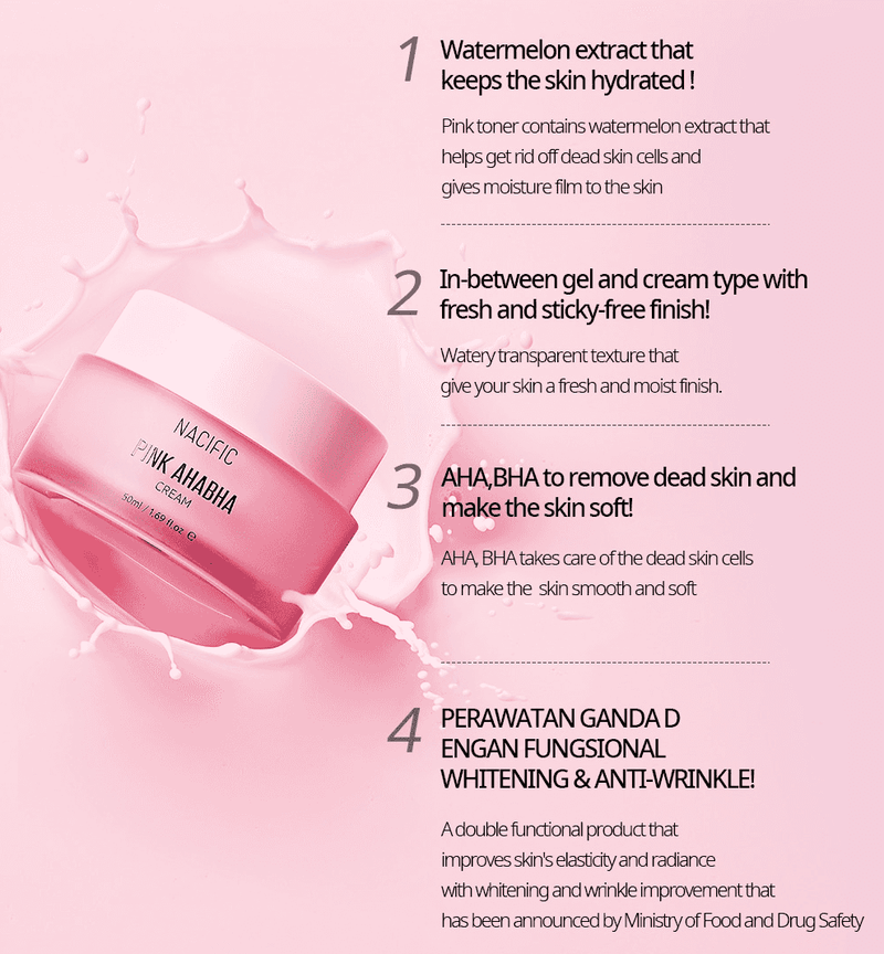 NACIFIC Pink AHA BHA Cream (50ml) benefit