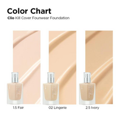 CLIO Kill Cover Founwear Foundation Mini (13g) - Colour Chart