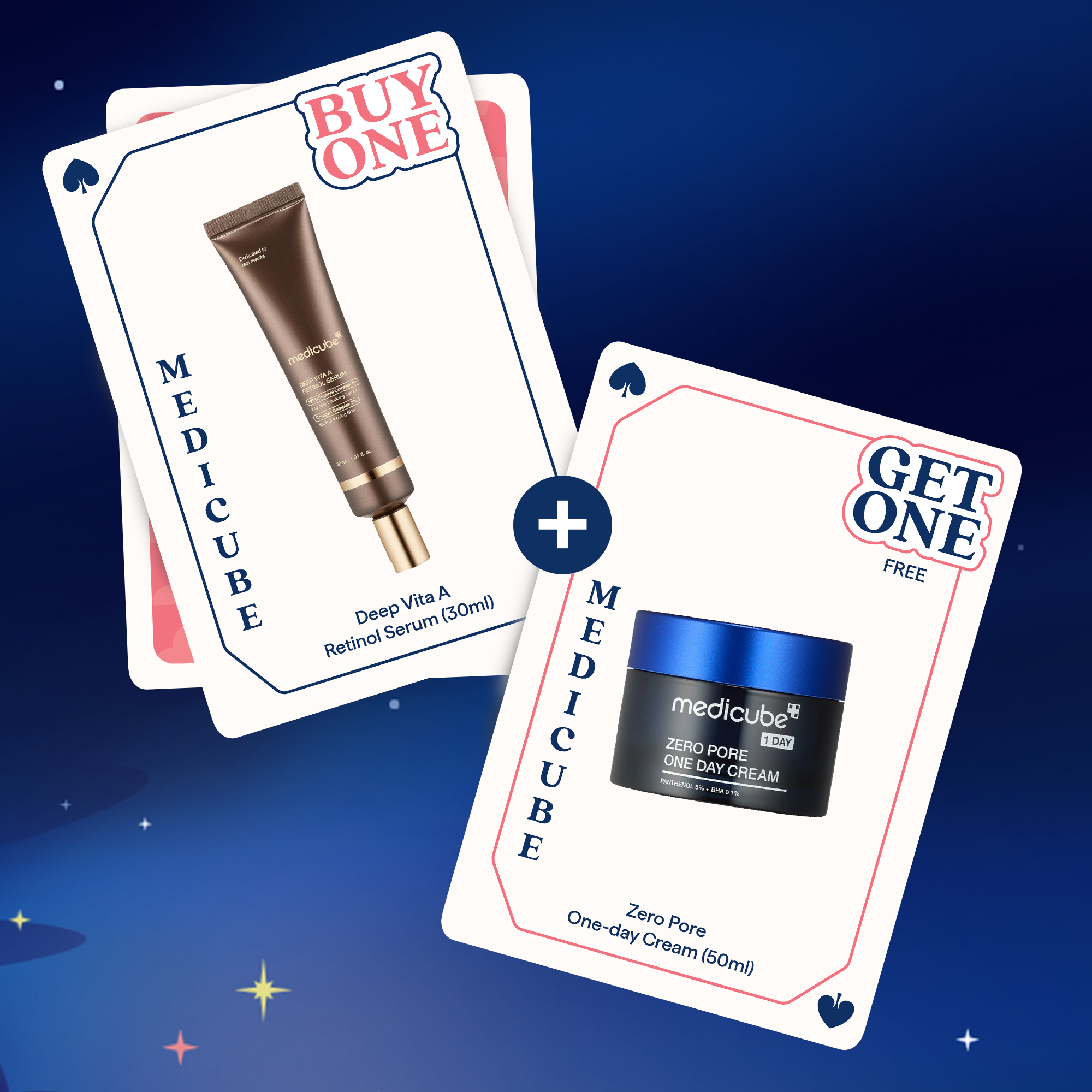 BOGO: MEDICUBE Deep Vita A Retinol Serum (30ml) + MEDICUBE Zero